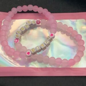 Pink Beaded bit** please Bracelet Set